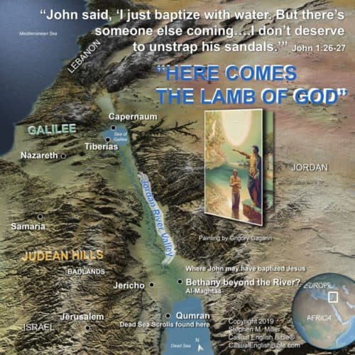 Map: John baptizes Jesus