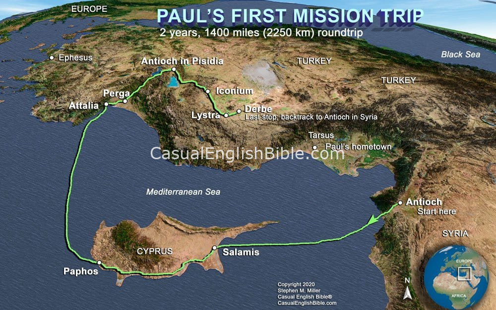 map of Paul's fist missionary trip