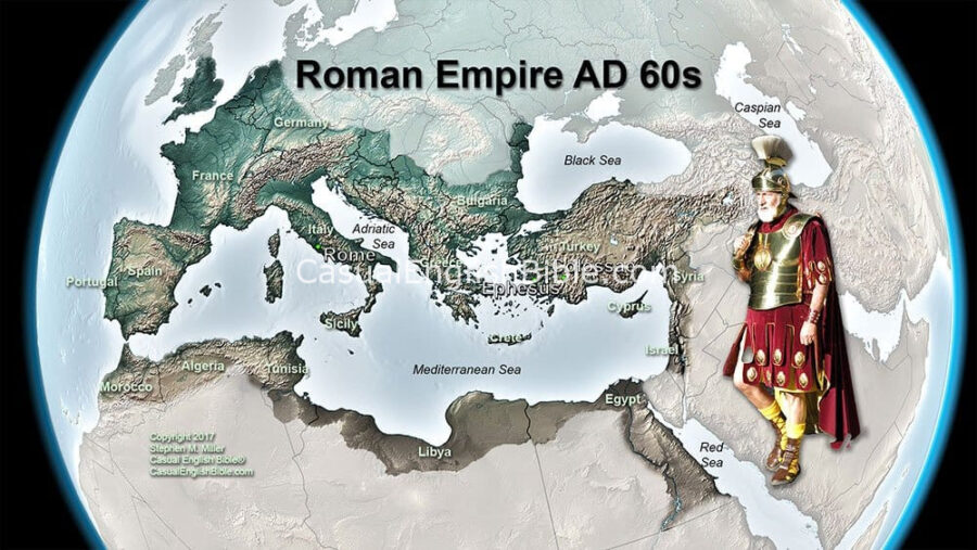 map of Roman Empire, copyright Stephen M. Miller