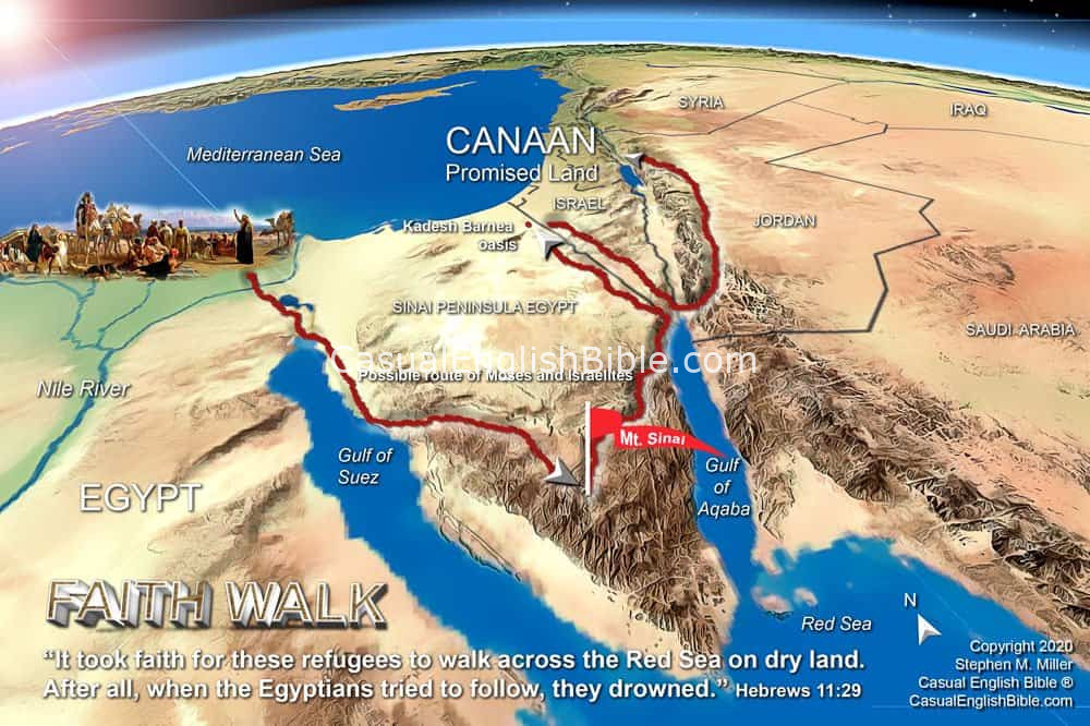 map of route of Exodus