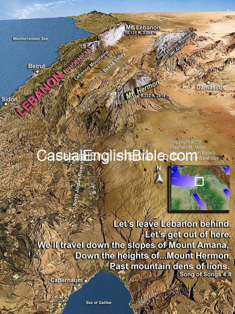 map of mountains of Lebanon map of mountains of Lebanon