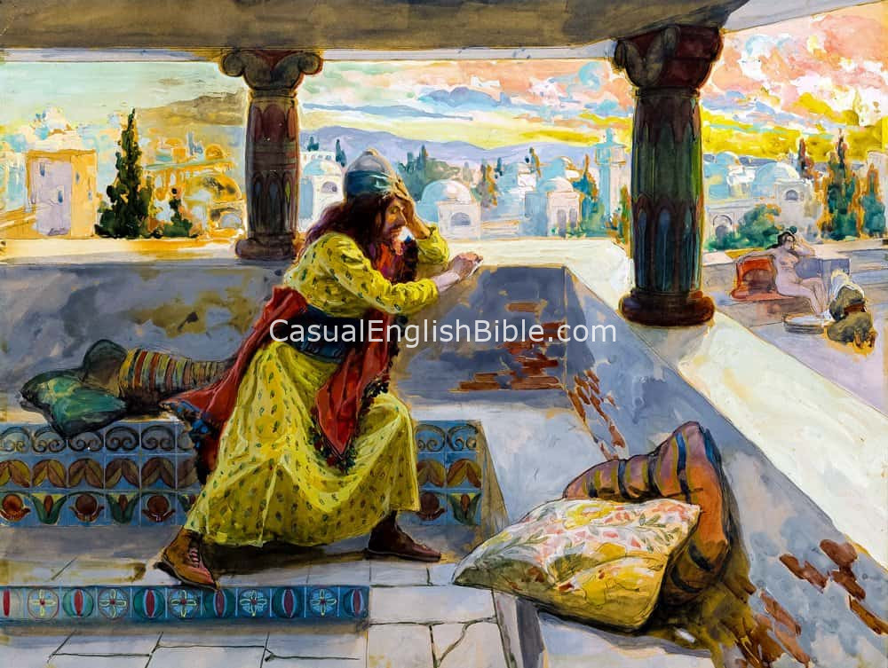 painting of David seeing Bathsheba, art by James Tissot