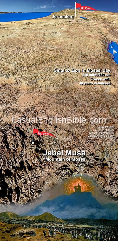 Map: Mount Sinai to Mount Zion