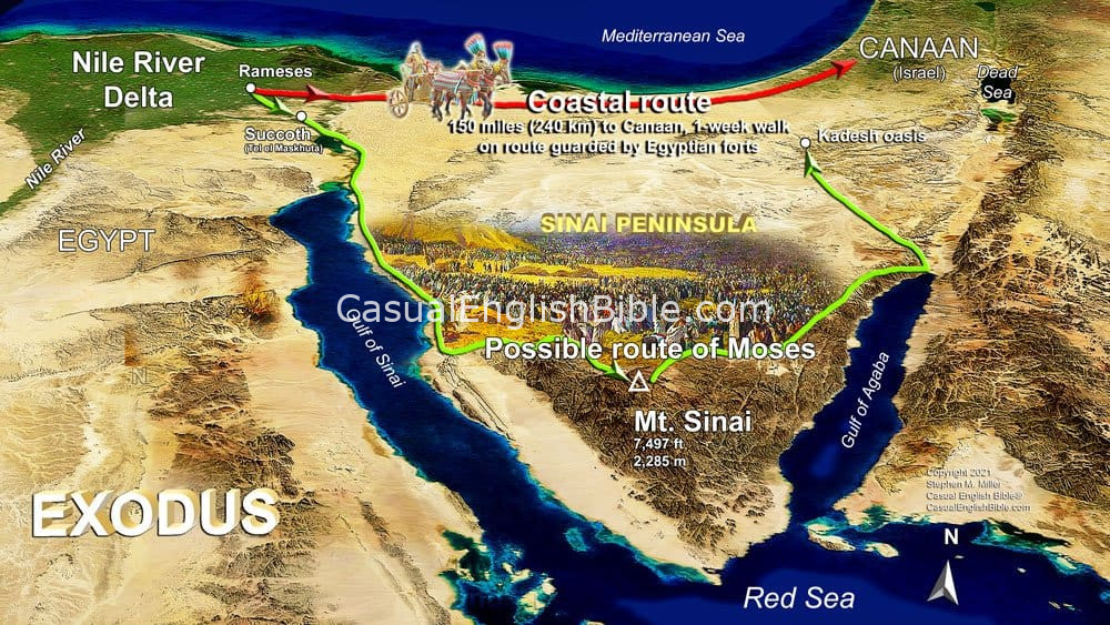 Map: Map of Exodus Leaving Egypt