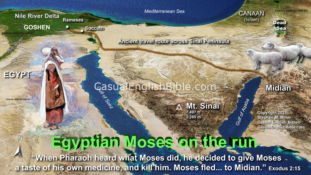 Map: Moses on the run to Midian