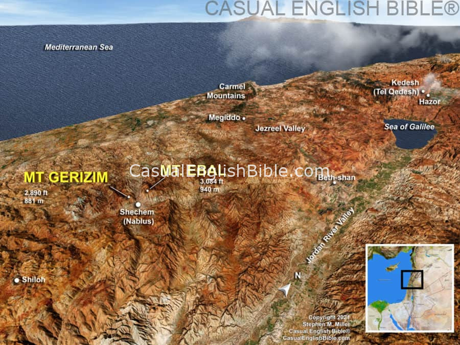 Map: Mt Gerizim, Mt. Ebal
