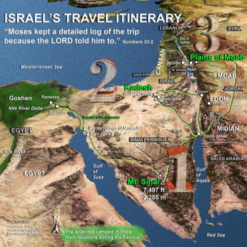 Map: Israelite route to the Promised Land