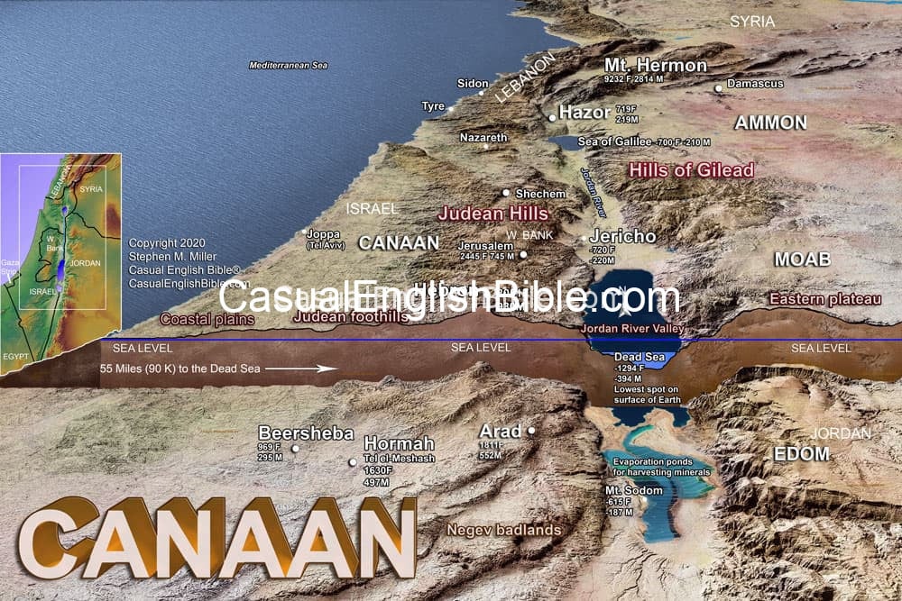 map of the Lay of the land of Canaan map of the Lay of the land of Canaan