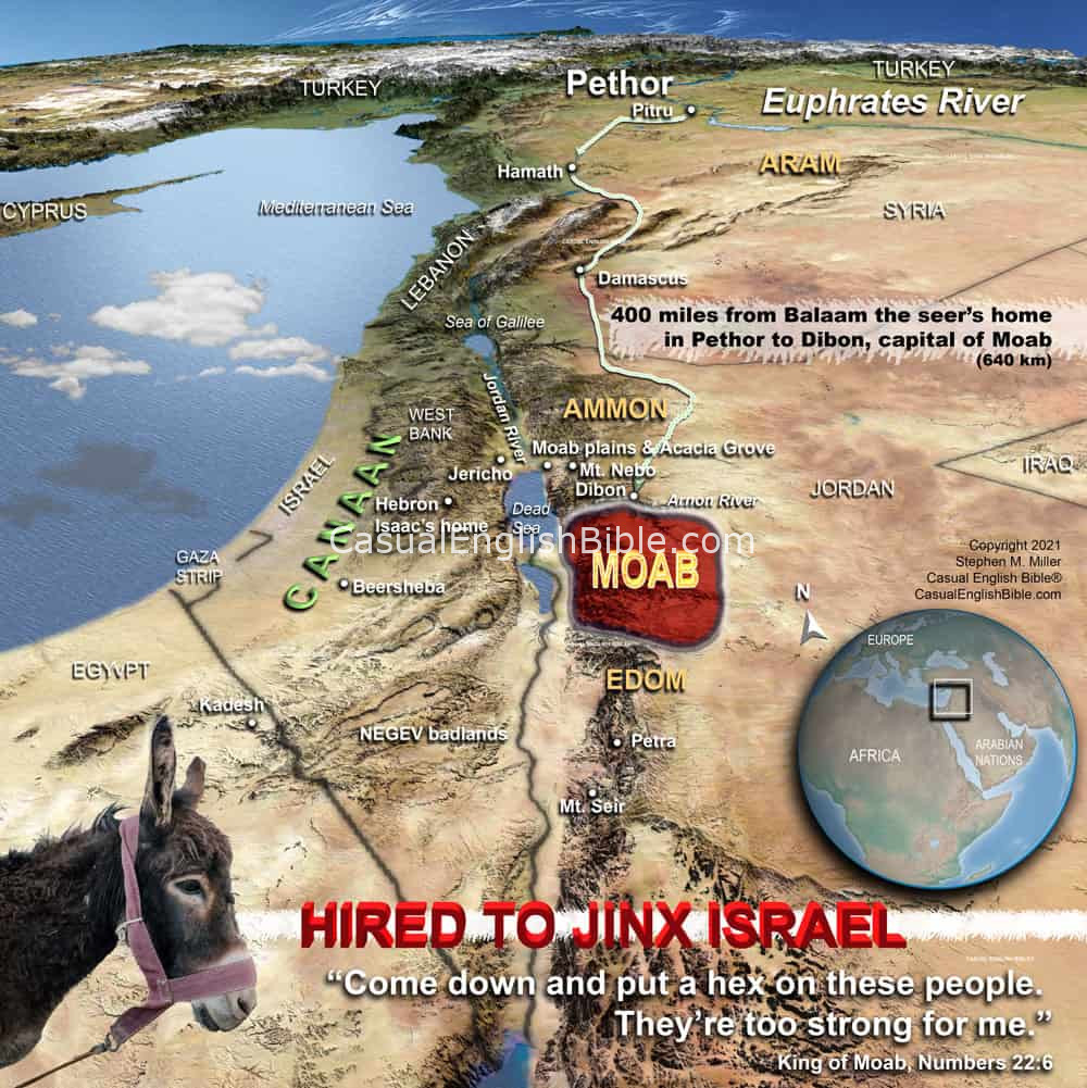 Map: Balaam hired to jinx Israel