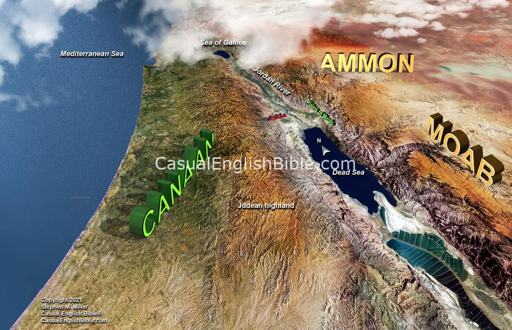 map of Canaan Ammon and Moab in 3D