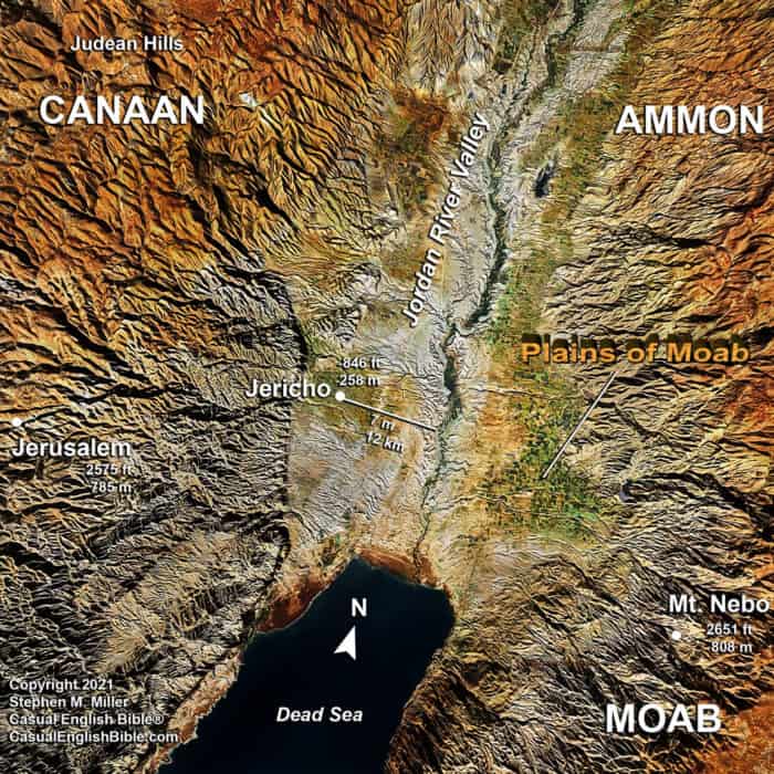 map of the plains of Moab and the city of Jericho