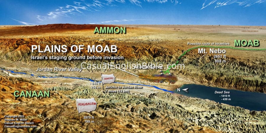 Casual English Bible Map of Israelite camp on Plains of Moab