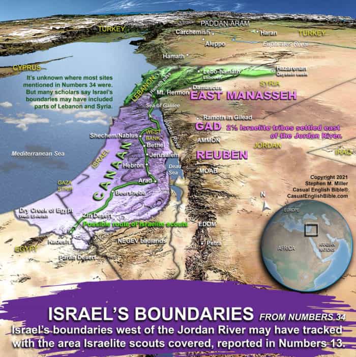 map of boundaries of Promised Land as described in Numbers 34 map of boundaries of Promised Land as described in Numbers 34