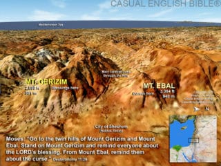 3d map view of Mt. Gerizim and Mt. Ebal