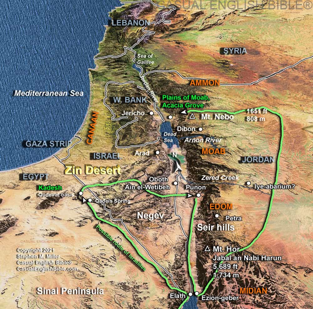 Exodus Route of Israelites into the Promised Land