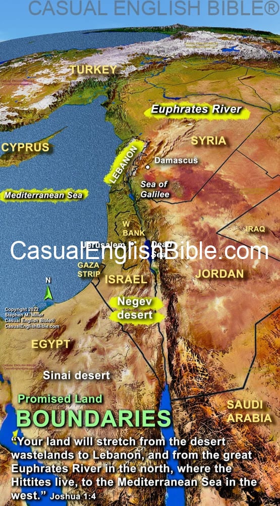 Bible map of Promised Land boundaries in Joshua - Casual English Bible