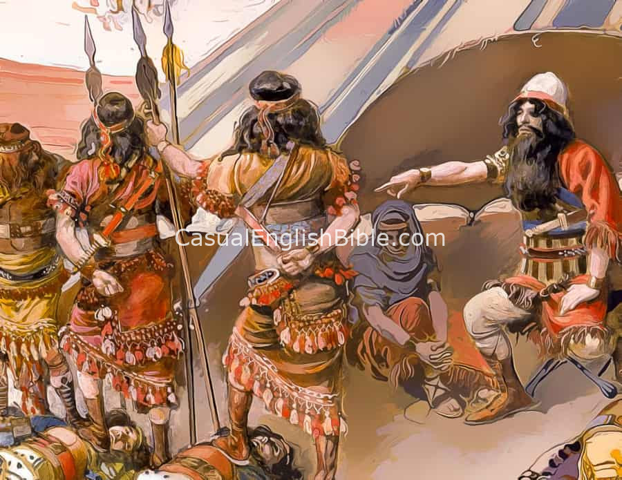 Illustration of Joshua executing captives