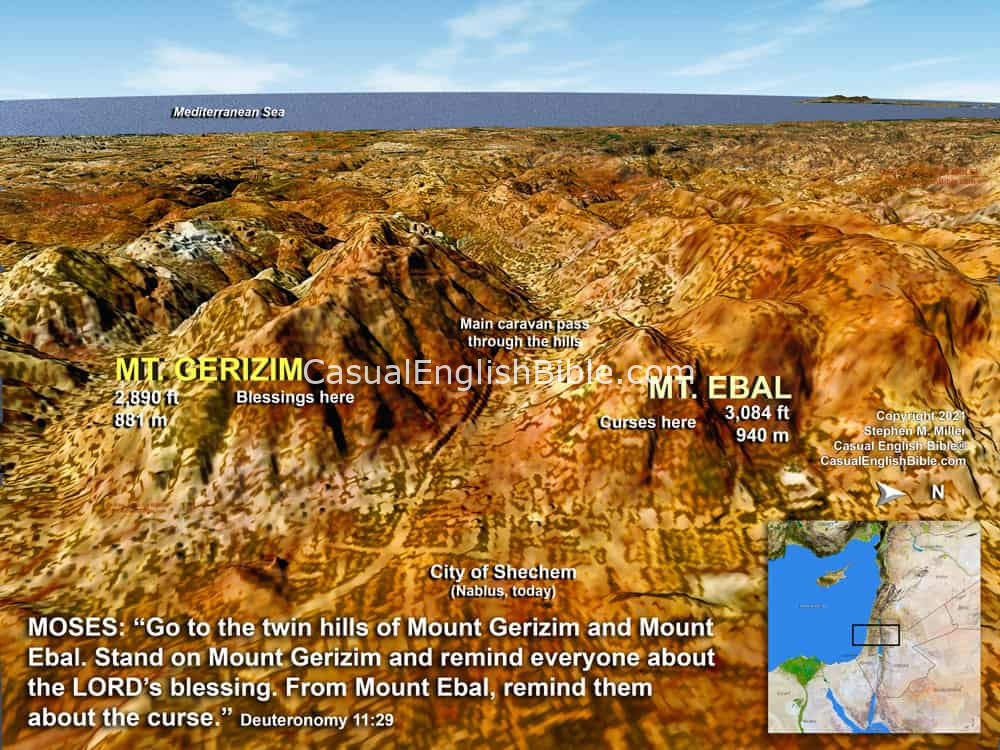 Map: Mt Gerizim, Mt. Ebal