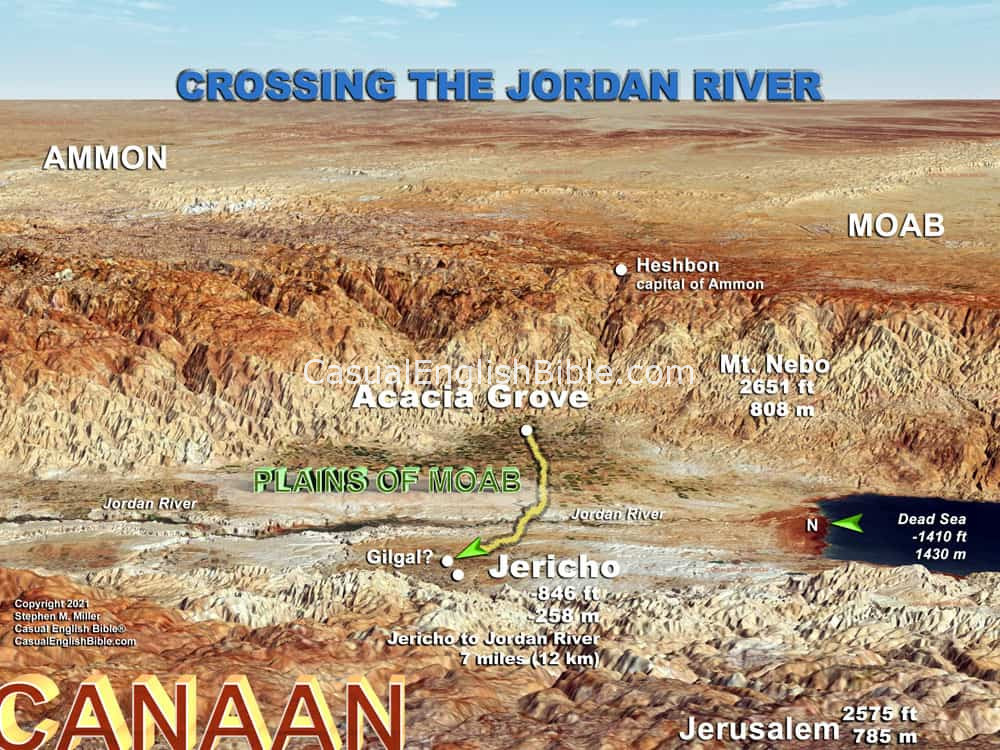 Map: Crossing the Jordan River into Canaan