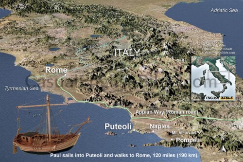 3D-style map of Appian Way to Puteoli and Rome