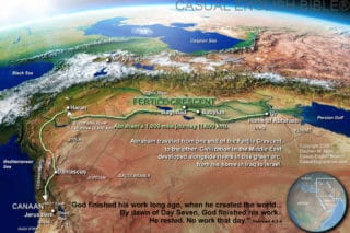 map of Fertile Crescent and Abraham's trip from Ur to Haran to Canaan - Israel and Palestinian Territory