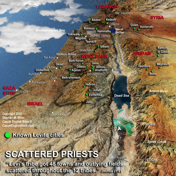 map of Levitical cities in Israel map of Levitical cities in Israel