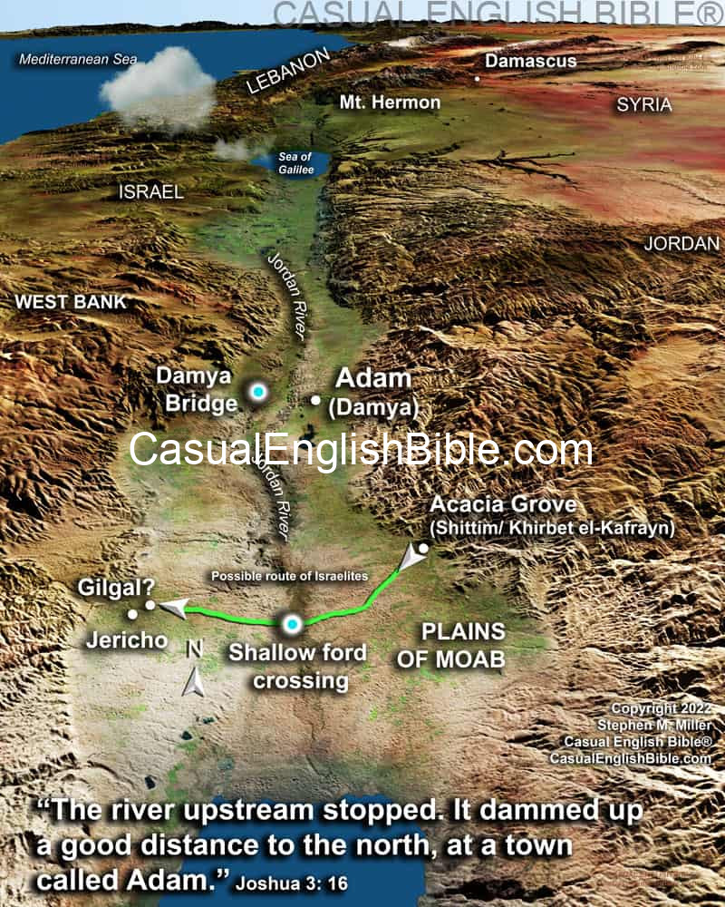 map of Israelite crossing of the Jordan River and location of Adam where the river dammed up map of Israelite crossing of the Jordan River and location of Adam where the river dammed up
