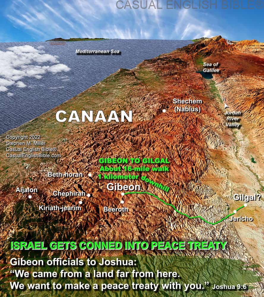 map of Gibeon, Gilgal, Jericho