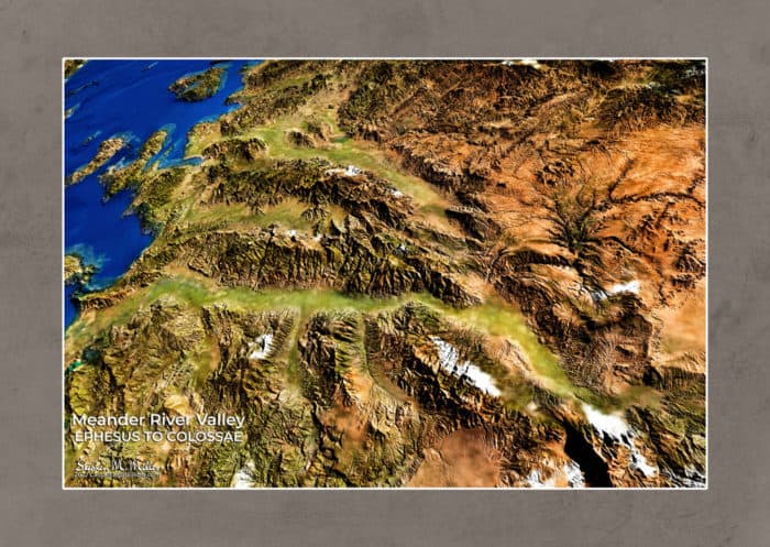 Bible maps as art-Casual English Bible map Meander River Valley between Ephesus and Colossae