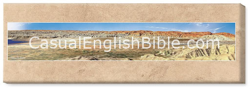 Casual English Bible map of the View of 3D map of the View of the Promised Land from Mount Nebo