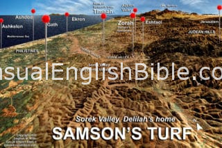 Casual English Bible Map of Zorah home of Samson