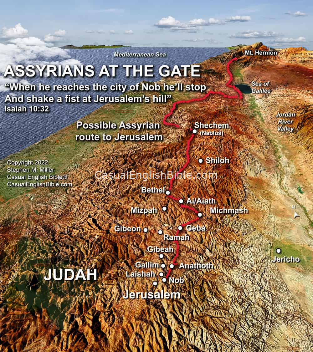 Map: Map of Assyrian invasion into Judah