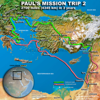 Map of Paul's second mission trip