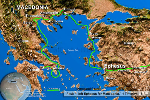 map of Paul's route from Ephesus to Macedonia