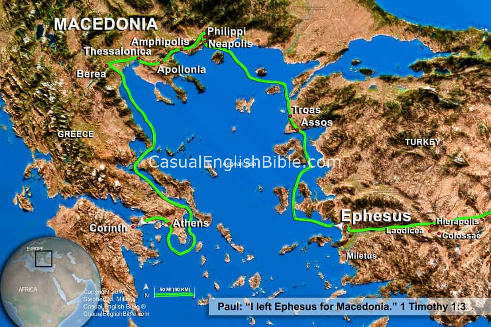 Map: Map of Paul’s route from Ephesus to Macedonia