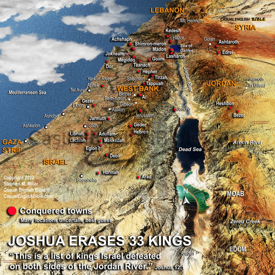 Casual English Bible map cities Joshua conquered