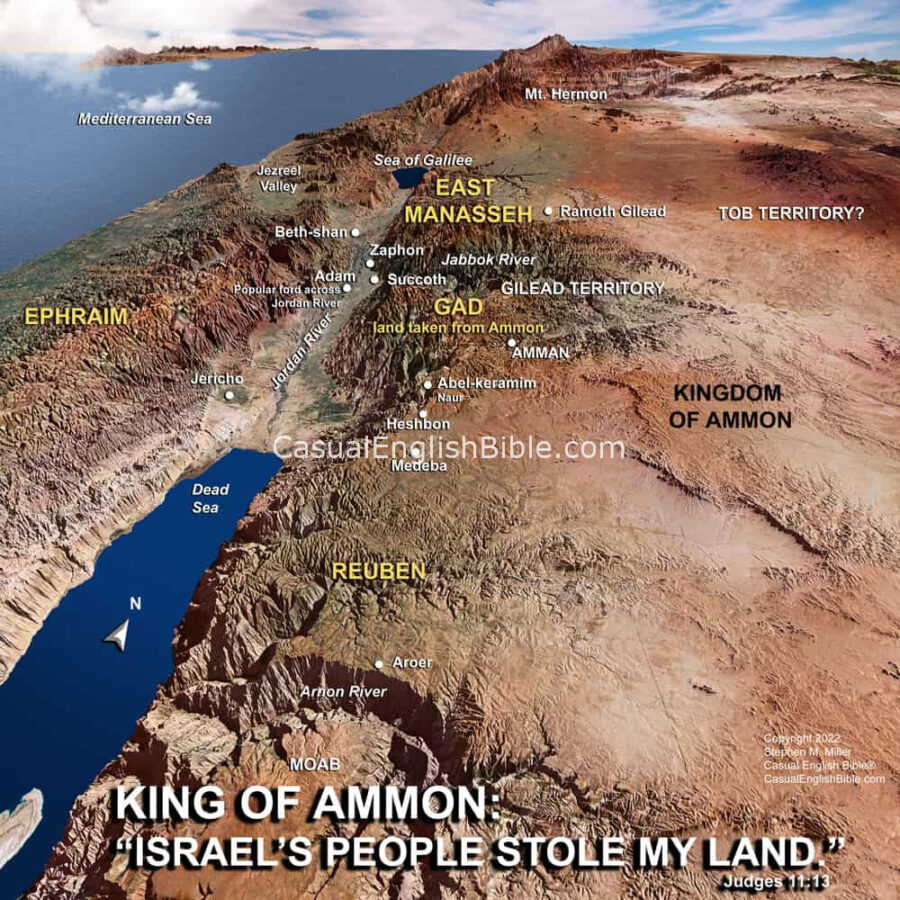 Map of area that Ammon King said Israelites stole