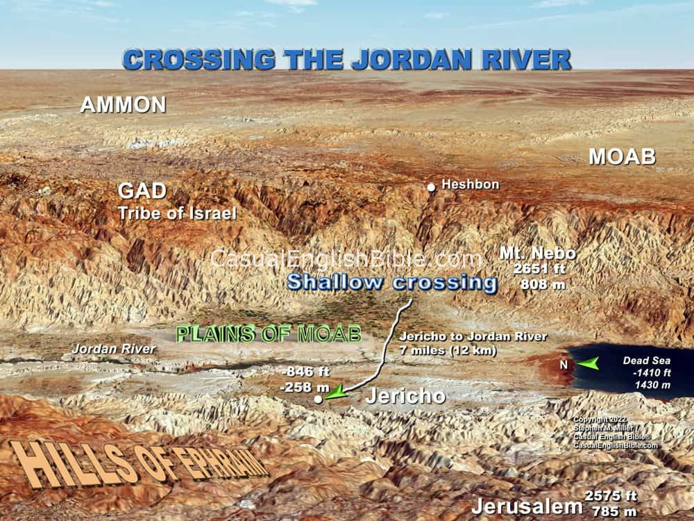 Map: Map of Gideon crossing the Jordan River