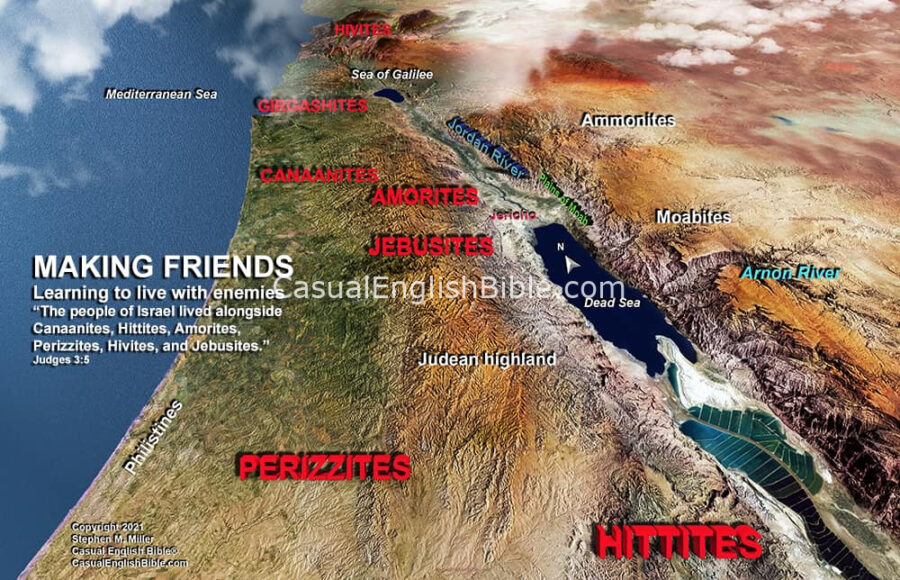 Map of Israelite enemies in Canaan, Casual English Bible