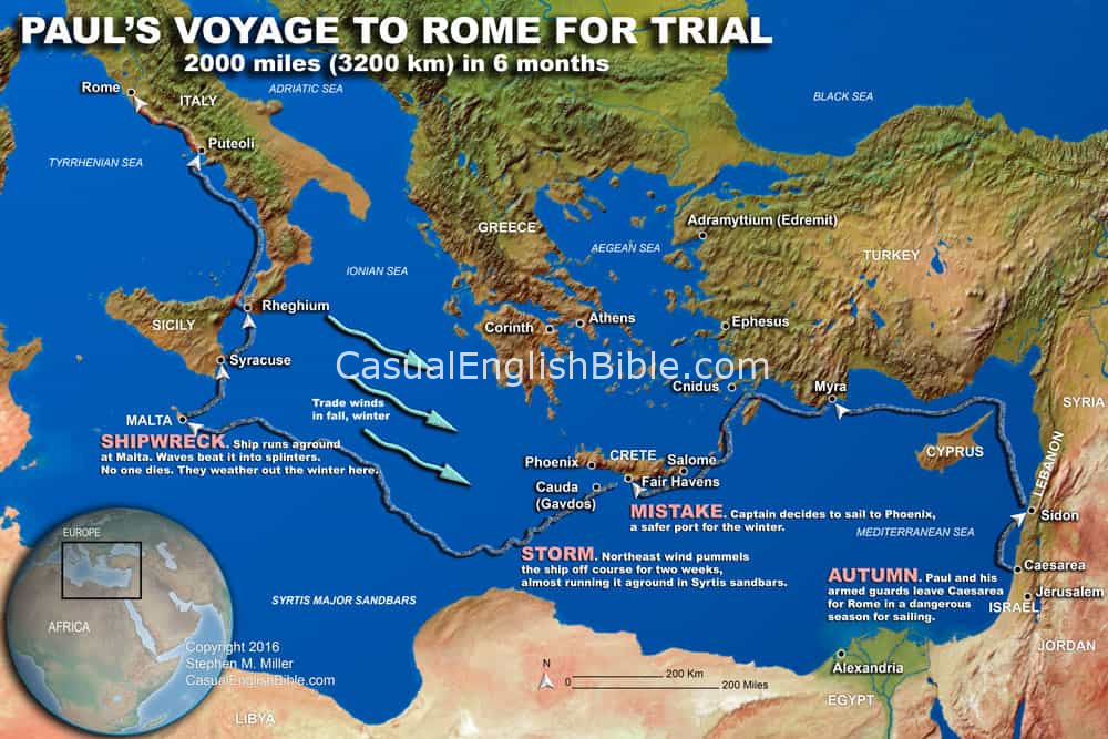 Map: Map of Paul’s voyage to Rome for trial