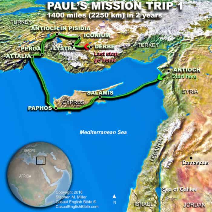 Map of Paul's first mission trip