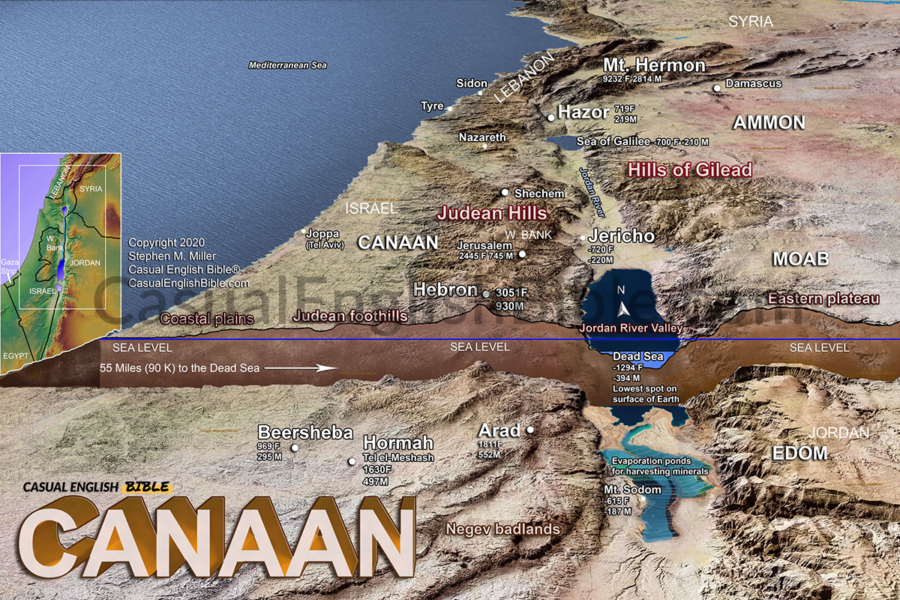 Cross-section map of Canaan for the Casual English Bible