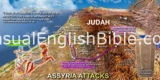 Bible map of Sennacherib's attack of Judah 701 BC