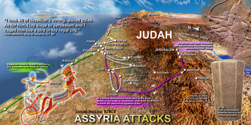 Bible map of Sennacherib's attack of Judah 701 BC