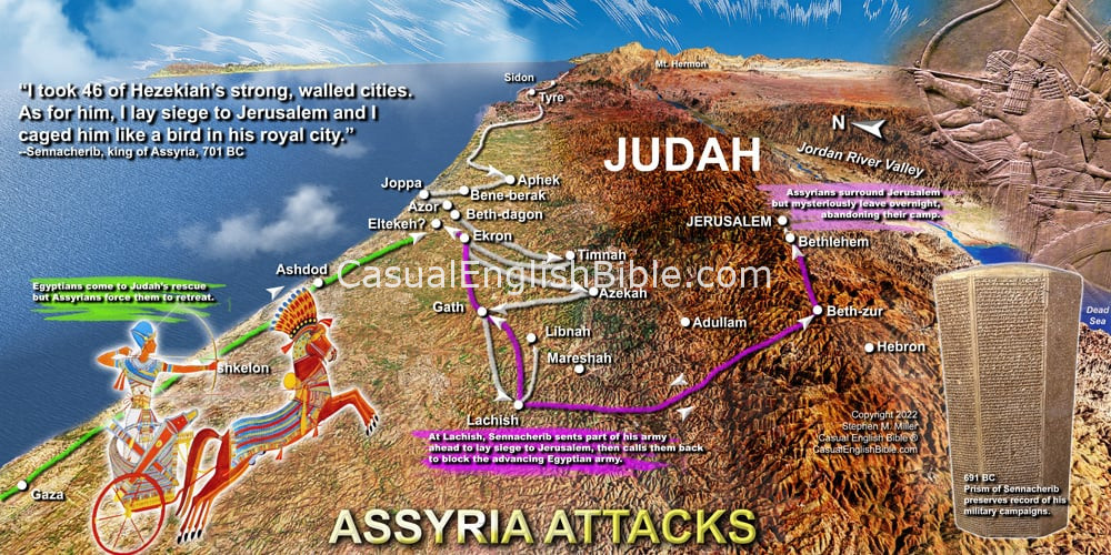Map: Bible map of Sennacherib’s attack on Judah