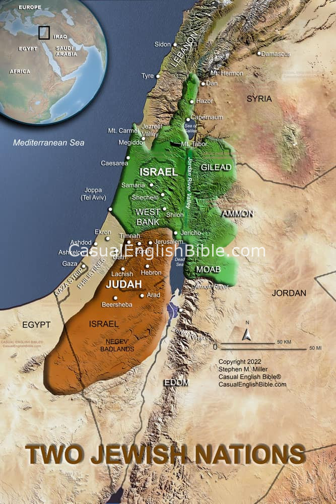 Bible map of Israel and Judah
