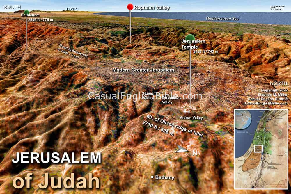 Bible map of Rephaim Valley for Isaiah 17