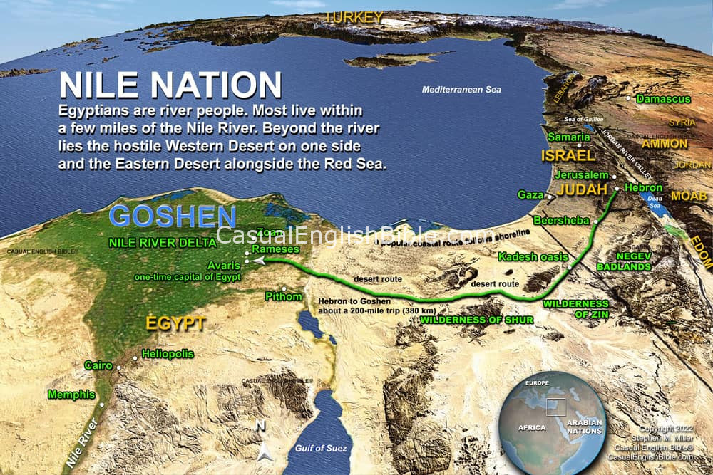 Bible map of Goshen in Egypt