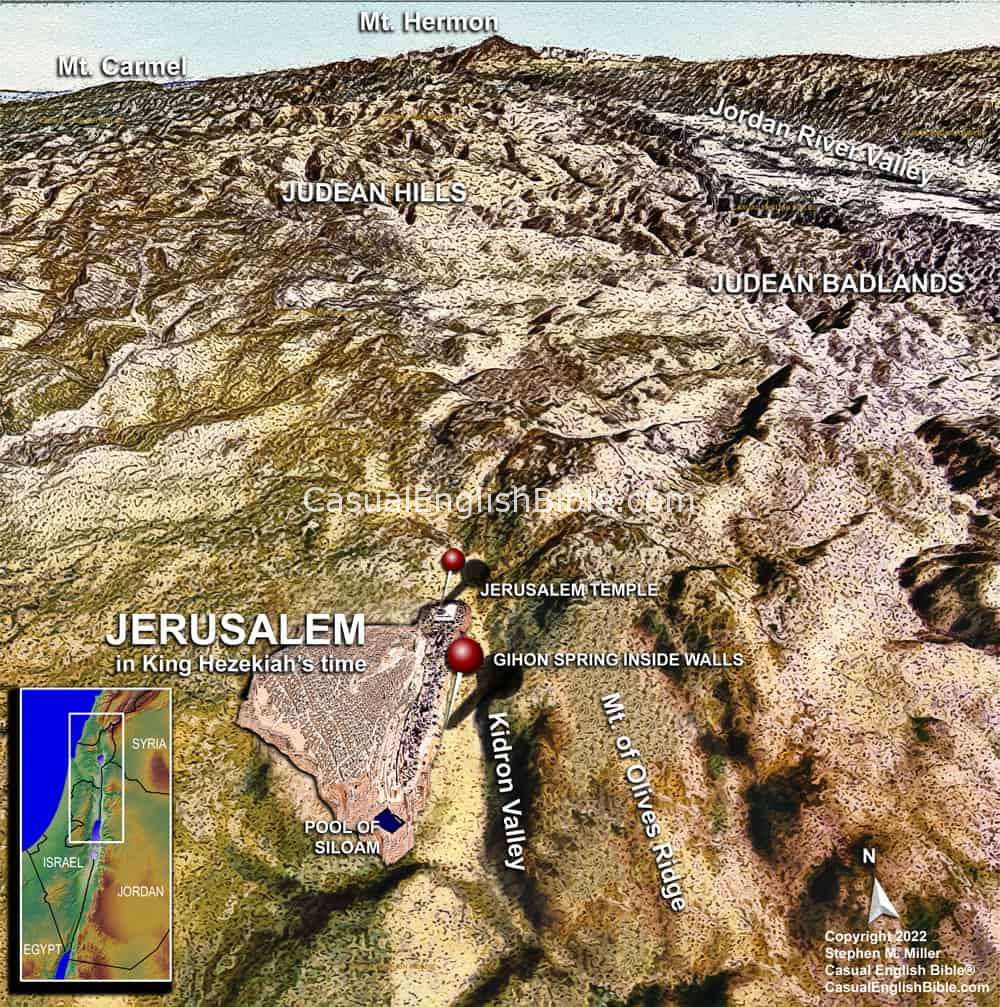 Bible map of Hezekiah's Jerusalem