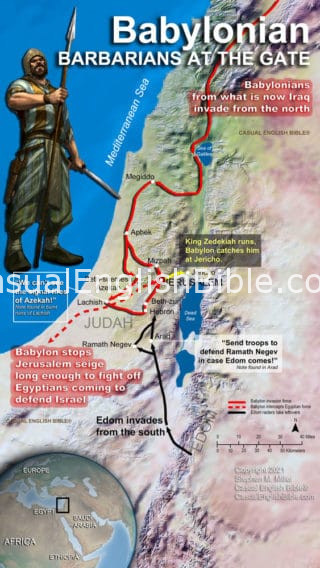 Bible map of Babylonians conquering Jerusalem